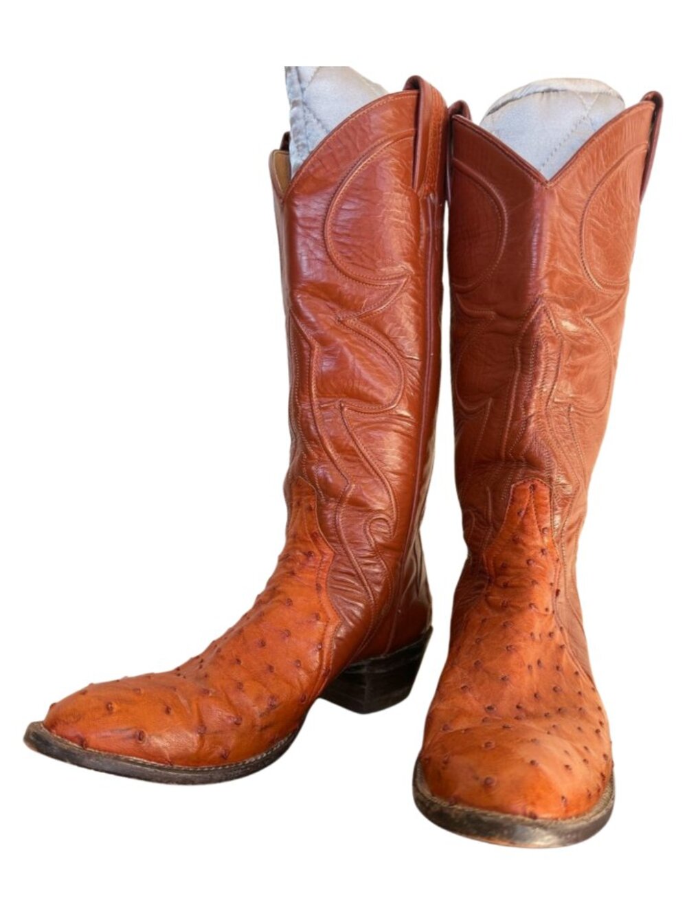 Vintage 70s Larry Mahan Ostrich Cowboy Boots Brown Leather Western Size 8B USA - Picture 3 of 9